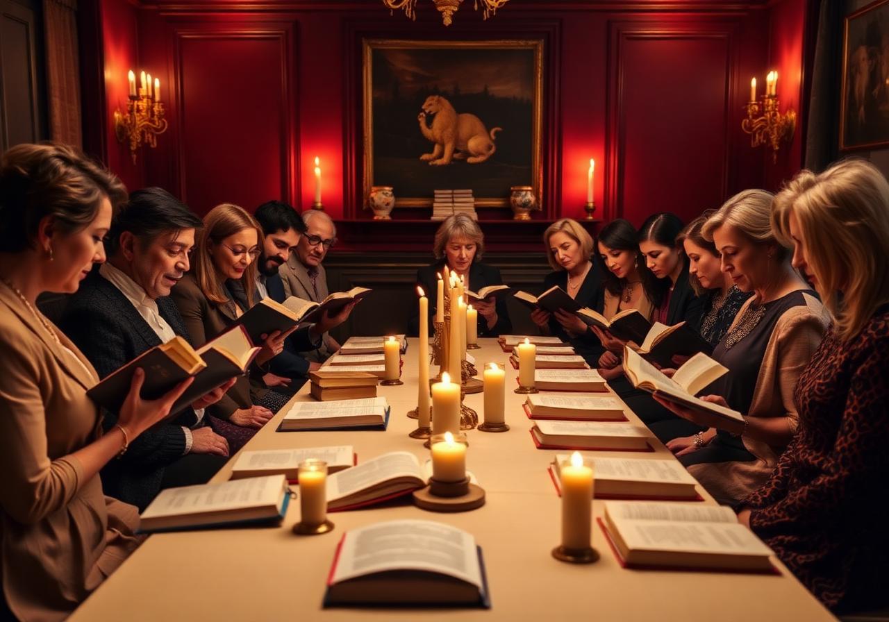 Members gathered together for a book discussion